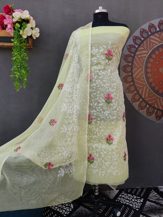 Kota Doria Embroidery Soft Cotton Dress Material
